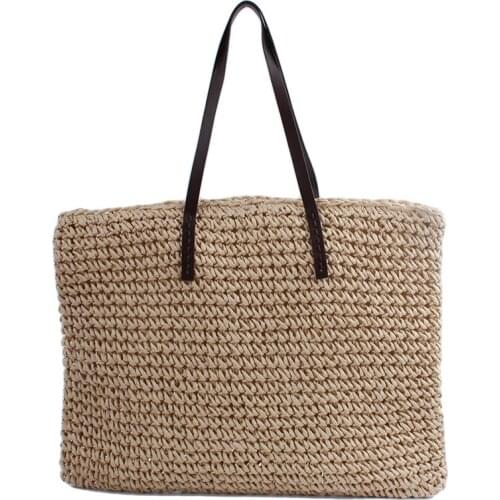 Hot 2019 Paper rope weave handbag pattern beach bag portable lady straw bag