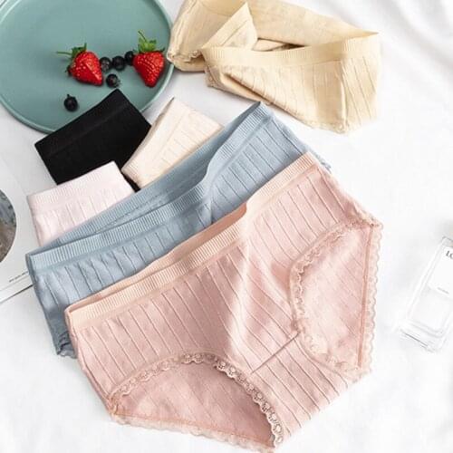 Seamless Women Cotton Panties Underpants Solid Color panty Striped Sexy Lingerie Girls Brief Female Underwear M-XL Brief Panties