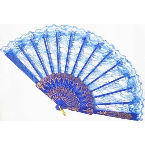 Ladies Lace Hand Fan Cloth Folding Fans Spanish Victorian Hand Fan for Wedding Party Favor Gift Dance Fan Ornament