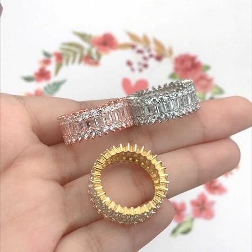 2021 New Trend Female Ring Luxury Full Inlay Crystal Zircon S925 Silvery Punk Jewelry Eternity Promise Rings For Women Wedding