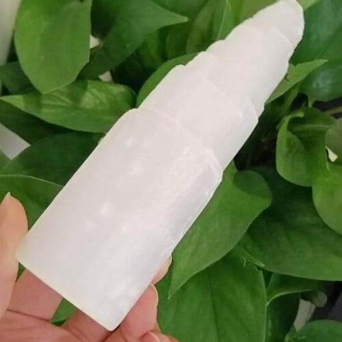 Natural Selenite Stone Translucent selenite lamp tower healing crystals Mini Morocco reiki healing Home decoration