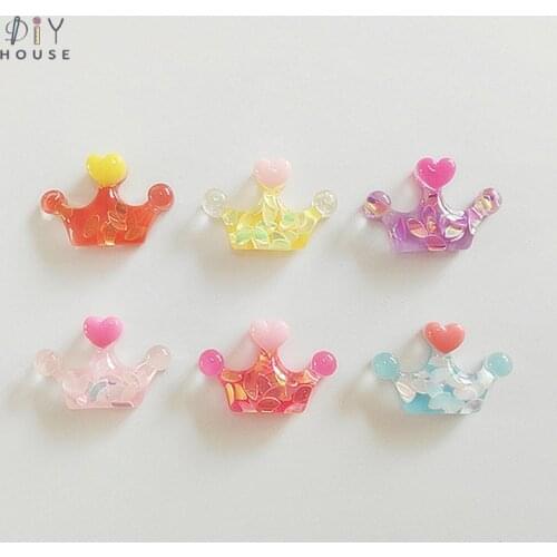 10/20/30Pcs Sequin Crown Flatback Planar Resin Color DIY Craft Supplies Art Phone Shell Embellishments Hair Accessories Material