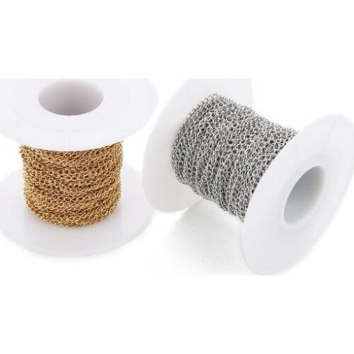 10 Yard/roll 2.0/2.5/3mm Stainless Steel O Link Chains Bulk Gold Steel Color for DIYJewelry Chain Making Crafts