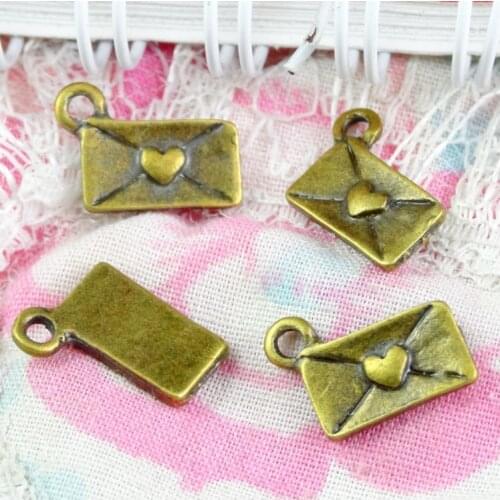 100Pcs 12*6MM Antique Bronze Plated Retro Love Letter Charms Pendants DIY Jewelry Accessories