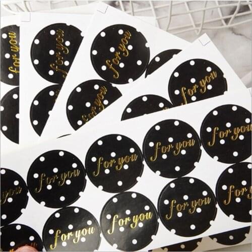 100Pcs for your series with white dots hot stamping Stickers Wedding Decoration Stickers Round Self-Adhesive Seal Labels