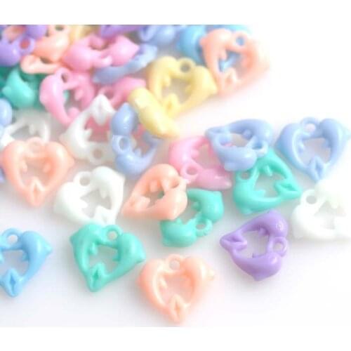 15X17mm 50pcs Mixed Acrylic Fashion dolphin Heart Charms Fit jewelry DIY YKL0002