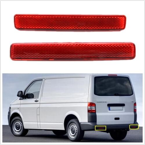2Pcs Left & Right For VW Transporter T5 2003-2009 Red Rear Bumper Reflector Tail Light Bars Brake Parking Warning