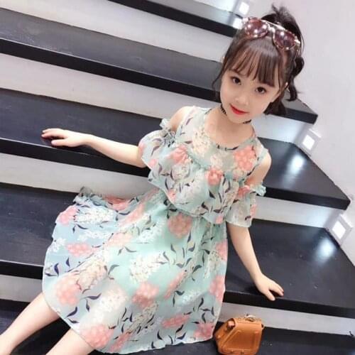 2021 New Girls Dresses Lace Children Girls Summer Floral Party Dresses Teenage Girls Clothing For 4 6 8 12 14 Years