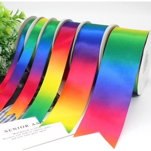 22meters/lot) 10-50mm Double Sided Polyester Satin Ribbon Roll Gradient Colorful DIY Handmade Hair Bow Gift Wrapping Deco