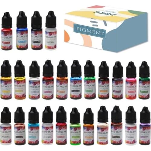 X7YC 26 Vibrant Color High Concentrated Alcohol-Based Ink Pigment Epoxy Resin Paint Colour Dye Great for Resin Coaster Making