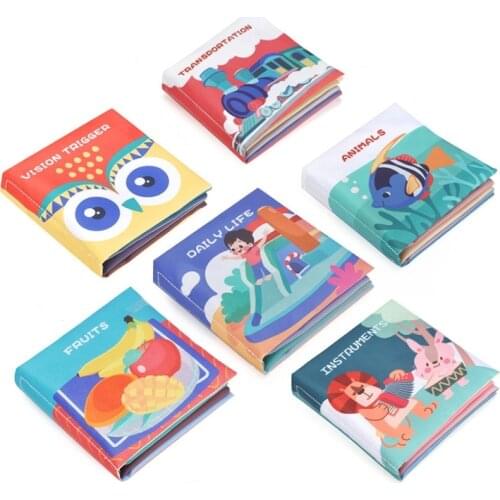 6/8Pcs Baby Cloth Book Basic Life Book Infant Teether Toys Montessori Early Learning Education For Boy Girl Visual Training