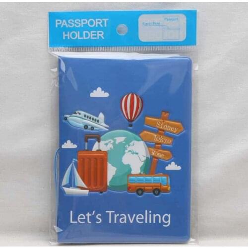 60PCS / LOT Travel Accessories “Lets Traveling” Passport Cover ID Credit Card Bag 3D Design PU Leather Passport Holder Bag