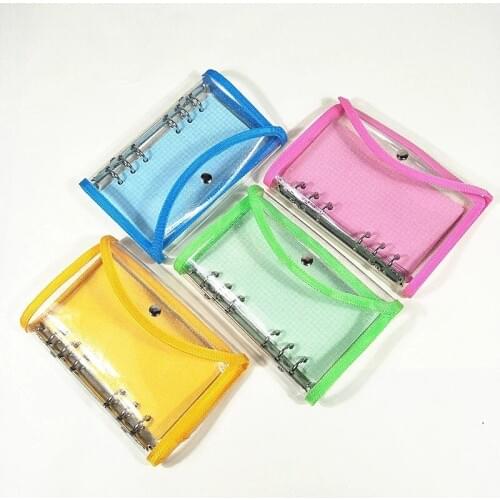 A6 Transparent Colorful Notebook Cover 6 Holes Diary Planner Waterproof Ring Binder Stationery School and A6 inner page Small Di