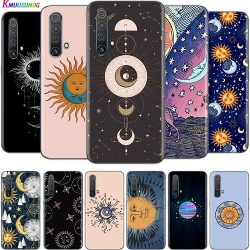 Transparent Cover hippie sun and moon art For OPPO AX7 A1K A93 A92 A73 A72 A53S A52 A32 A31 A9 A11 A7 A5 2020 Phone Case