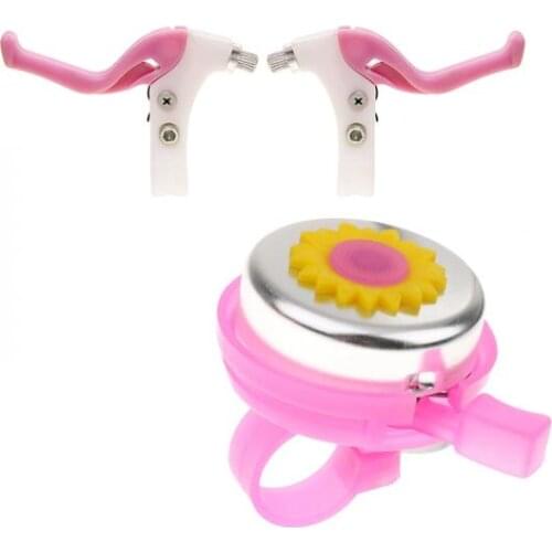 Kids Bike Bell Ring Horn + Kids Universal Twin Bicycle Bike Brake Levers Set
