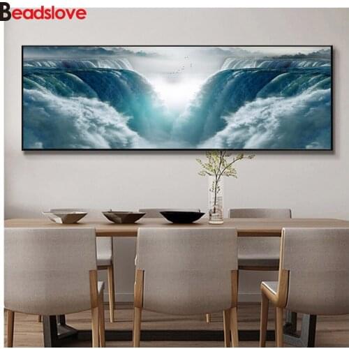 Diy diamond paintind rhinestone mosaic "grand waterfall landscape" 5d embroidery diamond full square round drill large wall art