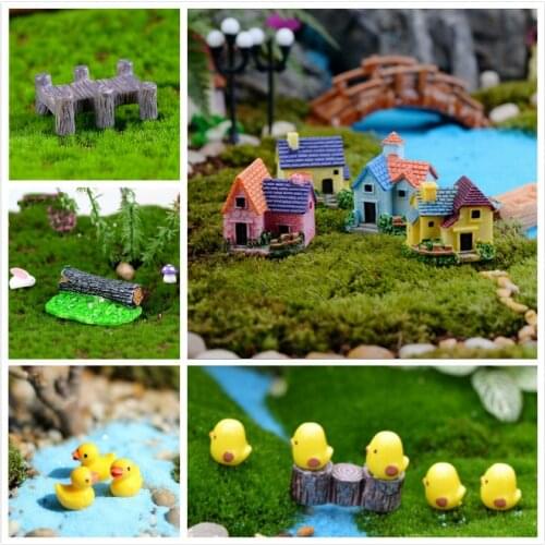 Home Resin Crafts Non-toxic Miniature House Terrarium Container Figurines Decoration Mini Garden Micro Landscape Fairy Plant Pot