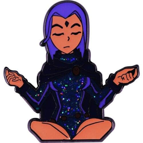 Teen Titans Enamel Pin Custom Wholesale Heroine Raven Badge Lapel Pin Hero Cartoon Brooch Jewelry Gift for Fans and Friends