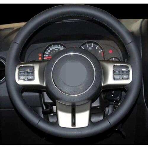 DIY Black Artificial Leather Wear-Resistant Car Steering Wheel Cover For Jeep Grand Cherokee 2011-2013 Compass Wrangler Patriot
