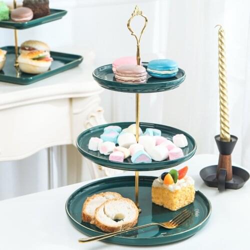 Ceramic Creative Fruit Plate European Style Three Layer Snack Shelf Afternoon Tea Double Plate Fruit Plate Cake Shelf
