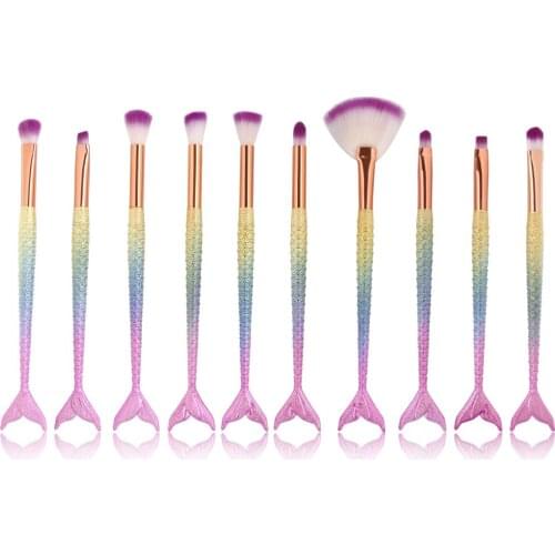 MAANGE Makeup Brushes Kit Tool Mermai Pencil Cosmetics Foundation Artist Mermaid Highlighter Face Set of Bronzer Eyeshadow Lip