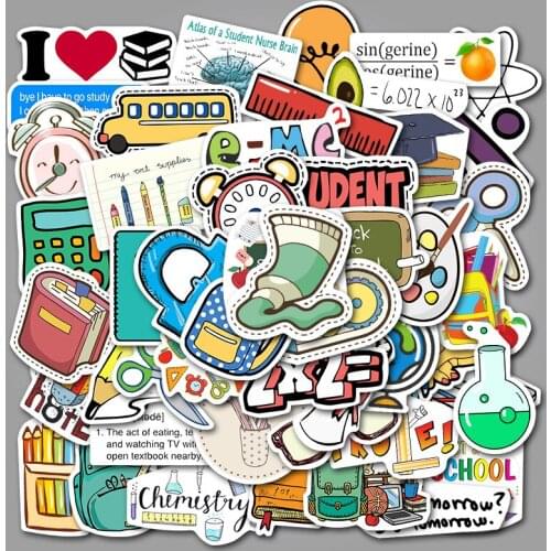 50pcs School Supplies Graffiti Adhesive Paper Luggage Travel Trolley Laptop Computer Guitar Waterproof Paste Paper Sticker