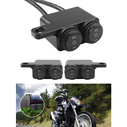Motorcycle Mirror Mount Switch Headlight Hazard Brake Fog Light Switch Waterproof Aluminum Dual ON-OFF-ON Switch Buttons