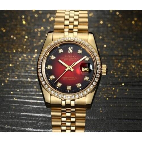 37mm SANGDO Automatic Self-Wind movement High quality Luxury mens watch Plating 18KY Mechanical watches sa11