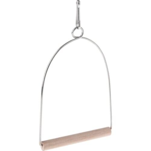 Natural Wooden Birds Perch Parrots Hanging Swing Cage Toys Stand Holder Pendant