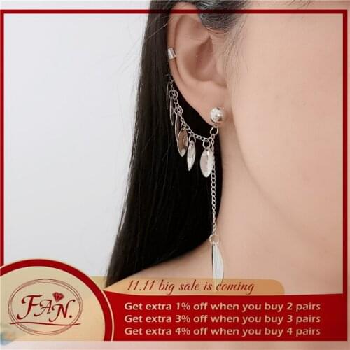 2021 New Ins Trendy Popular 1pc Hyperbole Style Golden and Silver Color Plated Tassel Fashion Drop & Clip Earrings Nice Gift