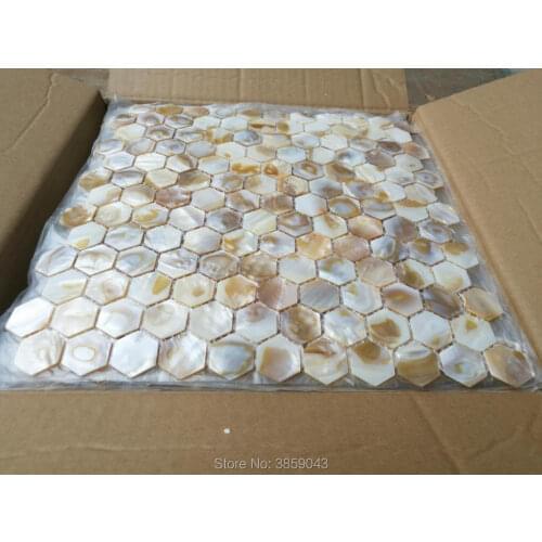 Mother of pearl mosaic tile for kitchen backsplash and bathroom wall tile dapple color hexagon style 11 square feet/lot