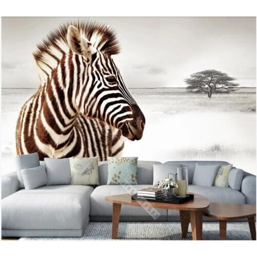 Custom photo 3d wallpaper Hand painted prairie zebra background home decor 3d wall murals wallpaper for walls 3 d