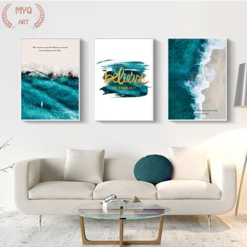 Tropical Summer Sea Landscape Poster Print Coastal Surfing Canvas Art Painting Seascape Picture Living Room Wall Decoration