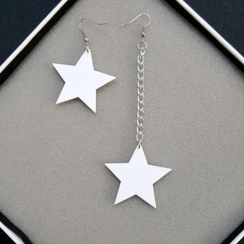Hot Korean Fashion Simple Length Asymmetry White Star Drop Earrings for women Personality Acrylic Earrings Jewelry E18113