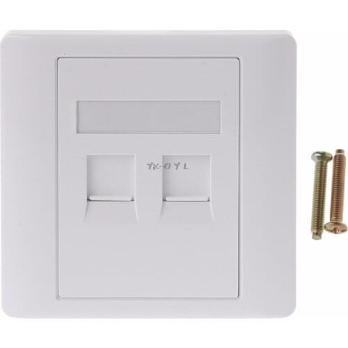 2 Ports CAT5 RJ45 Network Wall Plate With Female To Female Connector