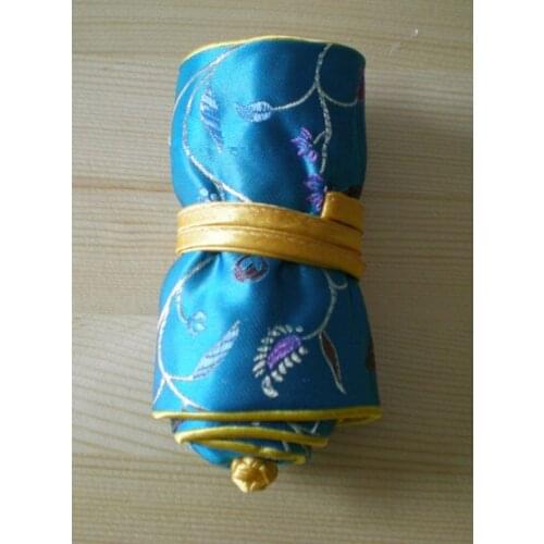 Silk Brocade Small Jewelry Travel Roll Packaging Pouches Ring Earring Necklace Storage Pack Exquisite Jacquard Craft Gift Bags