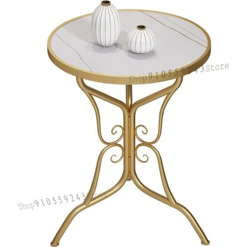 Nordic Modern Light Luxury Rock Slab Marble Small Coffee Table Living Room Sofa Corner A Few Sides Bedroom Side Table Creative R