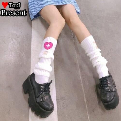 Harajuku Punk Rock Skull / Love Heart Knitted Leg Warmer Socks Japanese Lolita Kawaii Foot Warming Leg Warmers Cover Warm Boots