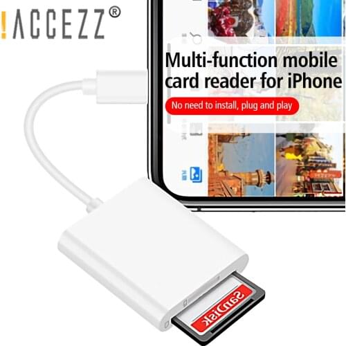 !ACCEZZ 2 in 1 Card Reader Micro SD to Lighting OTG Adapter For iPhone 12 11 XS Pro Max X 8 7 iOS13 Converter Memory Card Reader