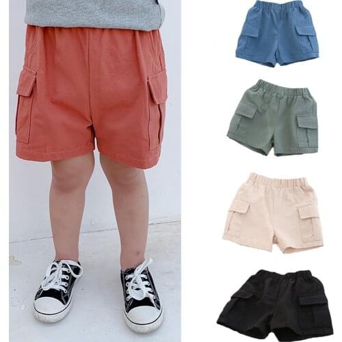 V-TREE Summer Boy Shorts Beach Kids Girls Short Pants Soft Childrens Casual Shorts Cotton Loose Candy Color 3-8Y