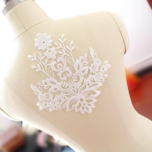 Embroidery Lace Flower Collar Patches Lace Fabric Motifs Applique for Craft Clothing lace wedding dresses