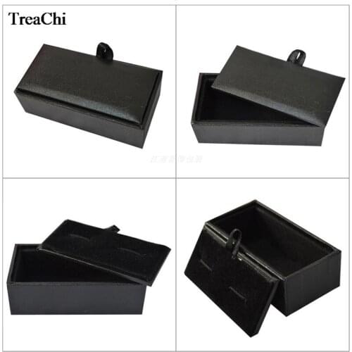 Wholesale 30Pcs/lot Black Cufflink Packaging Box Mens Cuff Links Craft Badge Jewelry Gift Case