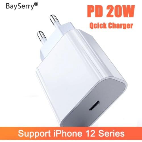 BaySerry USB C PD Charger 20W For iPhone 12 Pro Max Support Type C QC 3.0 PD Fast Charging Phone Charger for Xiaomi Samsung 20