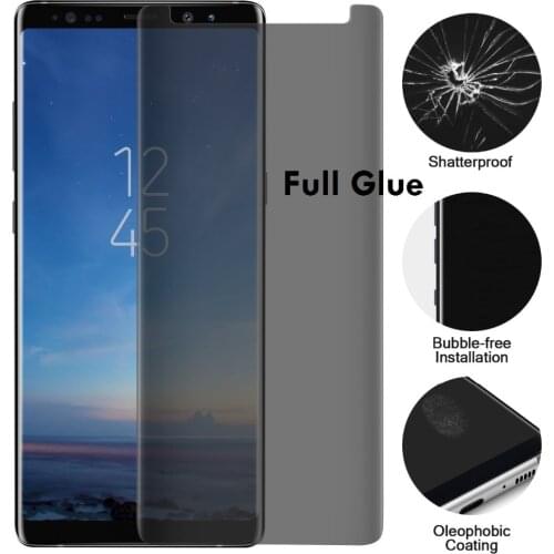 3D Full Glue Privacy Tempered Glass Screen Protector For Samsung Galaxy S9 Plus S8 Note 8 Full Adhesive Anti Glare S9 S8 Glass