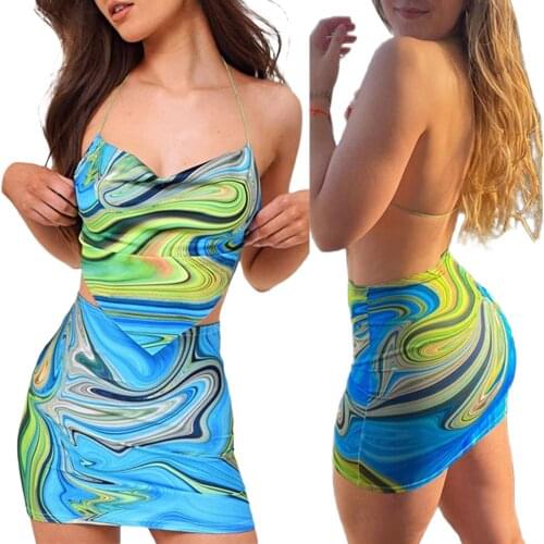 Women’s Summer High Waist Tight Skirt Personality Water Ripple Printing Short Skirt