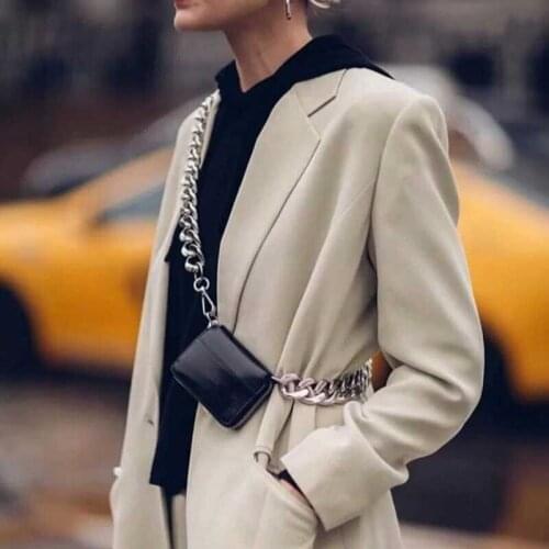 Womens thick chain waist bag fashion messenger chest bag miniPU leather small