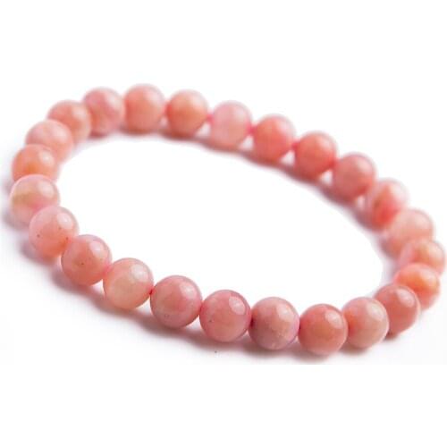 Wholesale Genuine Pink Natural Stone Bracelets Women Femme Stretch Healing Crystal Round Bead Natural Opal Bracelet
