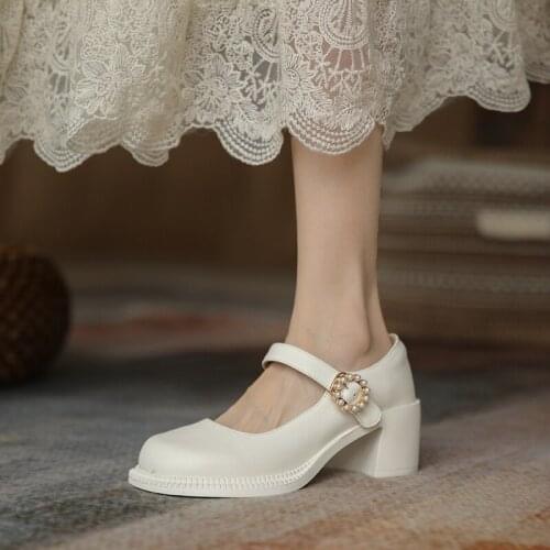 QZYERAI French Women Pumps New Spring Autumn High Heels Platform Genuine Leather Black Dress Party Wedding Shoes Big Size 34-42