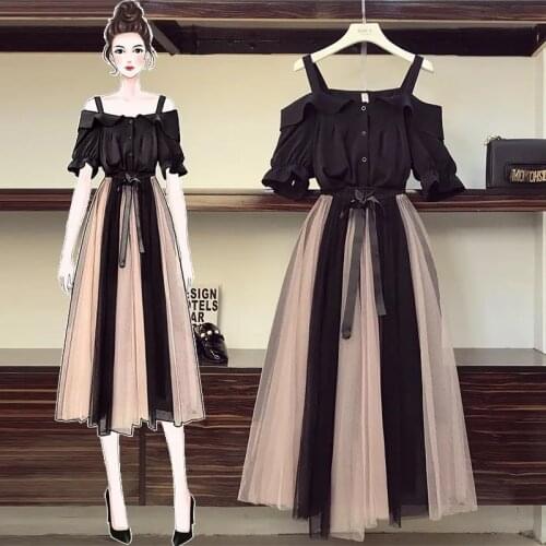 One-Piece/Suit Large Size 4XL Women 2021 New Spring Summer Skirts Is Thin And Western Style Fat Sister Skirt Two-Piece Set L298