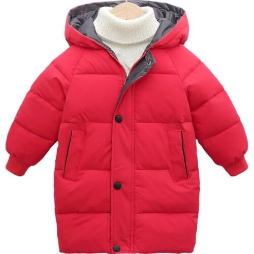 Winter Childrens Down Coat Boys Girl Cotton Padded Parka Coat Thicken Warm Long Jackets Toddler Kids Outerwear Snowsuit Clothes